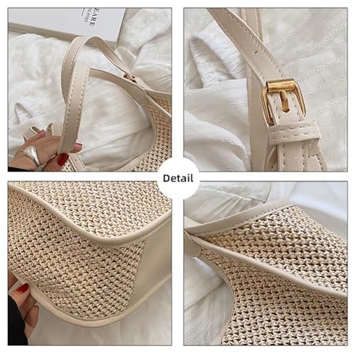 Women’s Woven Tote Bag Large Capacity Shoulder Beach Handbag Casual Top Handle Bag Travel Purse Designer Straw Bag4