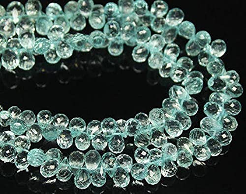 Aigue-marine bleue perles briolettes en goutte 8-9mm pour création de bijoux LKBEADS 20cm