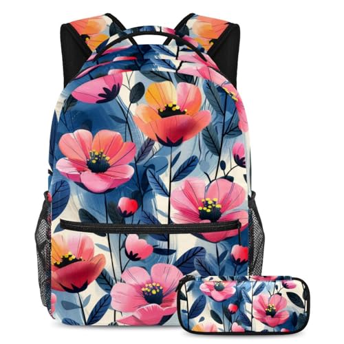 Ensemble de cartables tendance 2 pièces avec sac à dos scolaire fille et garçon imprimé floral