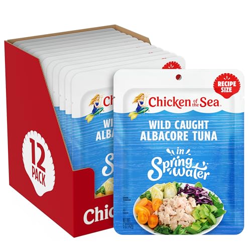 Chicken of the Sea Premium Albacore Tuna in Water, 5 oz. Packets (Box of 12), Wild Caught Tuna