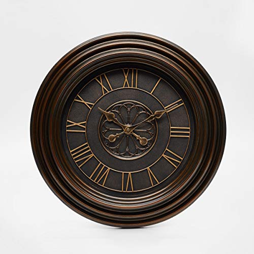 Image of Home Centre Casablanca Wooden Round Wall Clock - Brown 50 cm x 4 cm x 50 cm