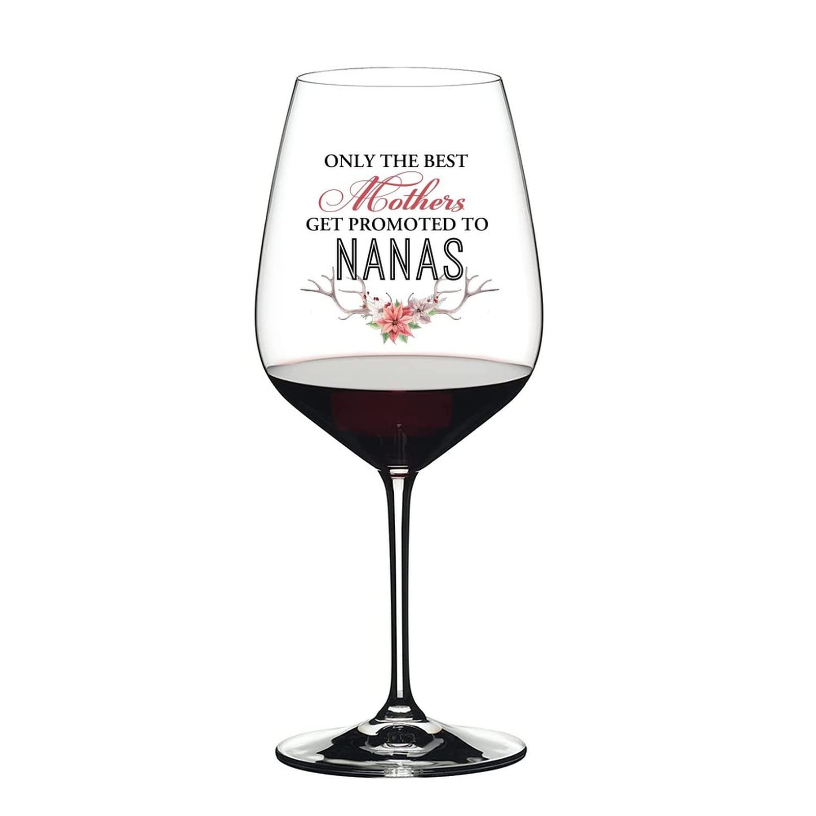 Juego de 2 copas de vino tinto, solo las mejores madres se promocionan a nanas, copa de vino con tallo de 17 onzas, adecuadas para vino blanco y tinto, gran regalo para el día de la madre y