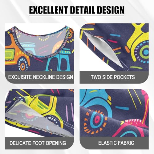 senya Short Sleeve Pajamas Sets Summer Cotton Sleepwear Cute Car Tractor4