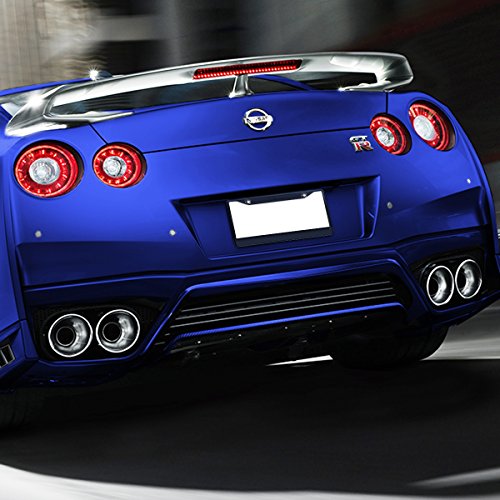 Zone Tech Metallic Aluminum License Plate Cover Frame – 2 Holes Classic Black Premium Quality Novelty/License Plate Frame With Black Screw Caps For Vehicles #TOP5