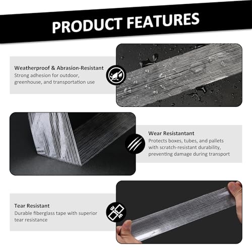 Image of 5 Pack Transparent Fiberglass Tape 2 inch x 30Yd 5.5 Mil Filament Tape
