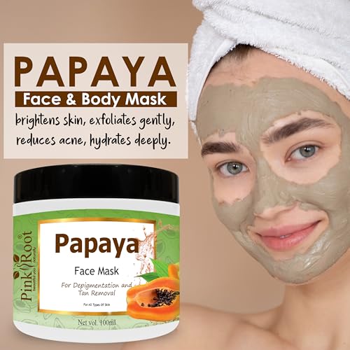 Image of Pink Root Papaya Mask Enriched with papaya extract 100ml, for Skin Brightening, Skin Hydration, Deep Cleansing, Moisturization & Nourishment