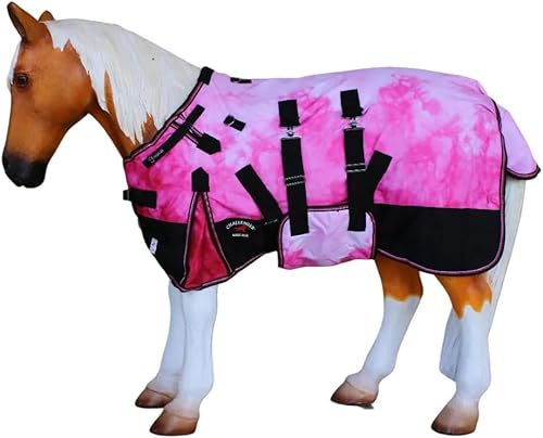 Miniatura 8 de 40" 1200D Manta de invierno para potro, poni, caballo, y asno en miniatura 51983B Sun Flower,Serape/Marrón,Marrón floral,Copo de nieve,Rosado hot y