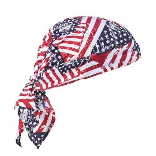 Ergodyne Chill-Its 6710CT Evaporative Cooling Dew Rag, Stars and Stripes,Stars & Stripes