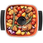 OSTBA Electric Skillet and Frying Pan with Glass Lid, 12"x12" Copper Nonstick Electric Pan for Cooking, 1500W Power, Cool Touch Handles, Adjustable Temperature, PTFE & PFOA Free