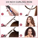 Small Curling Iron 3/8 Inch with Clamp, 9mm Long Barrel Hair Curling Wand for Short & Long Hair, Ceramic Mini Curler Dual Voltage for Traveling, Adjustable Temp