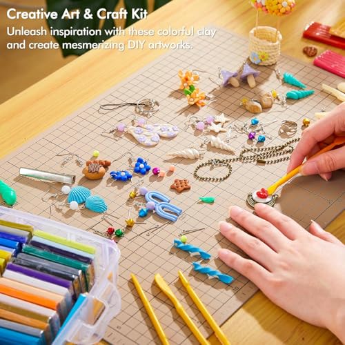 Shuttle Art Polymer Clay Modeling Kit, 82 Colors, Oven Bake, Non-Toxic, Non-Sticky, Ideal DIY Art Craft Kit for Kids & Adults, Includes 19 Tools & 16 Accessories