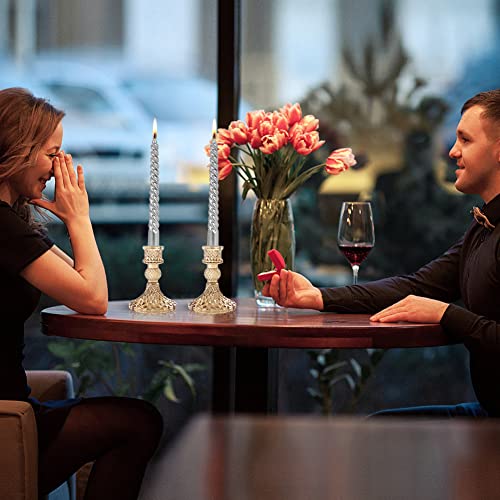 Glass Candlestick Holders Set 12Pcs, 4" Taper Candle Holders,Glod Glass Candle Holders For Wedding, Festival, Party & Festival Decor #TOP5