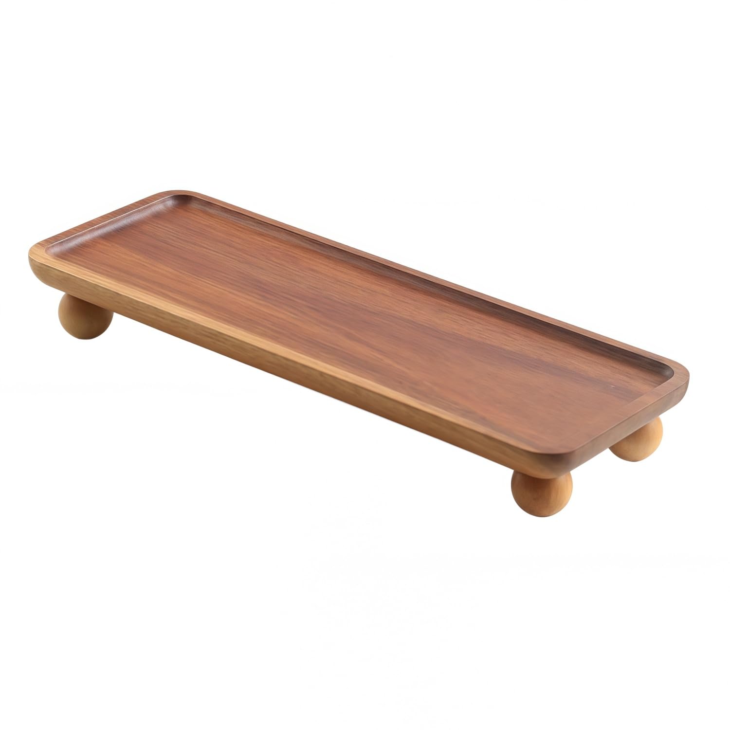 Easnea Long Rectangle Wooden Riser For Display, Farmhouse Pedestal Stand Soap Tray Wood Display Riser Decorative Countertop Organizer Riser Board Plant Stand For Kitchen Counter & Home Decor (Long Rectangle)
