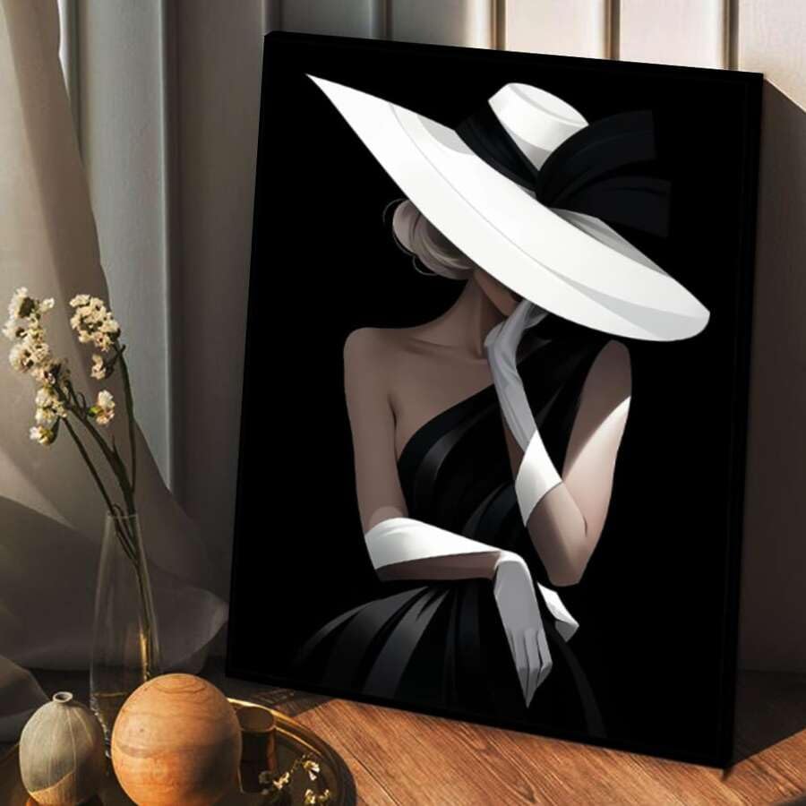 Tableau sur toile femme en noir et blanc pour habiller un mur vide sans encombrer
