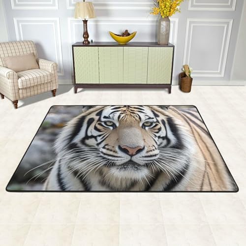 Paillasson tigre noir et blanc antidérapant et lavable pour l'entrée - 2