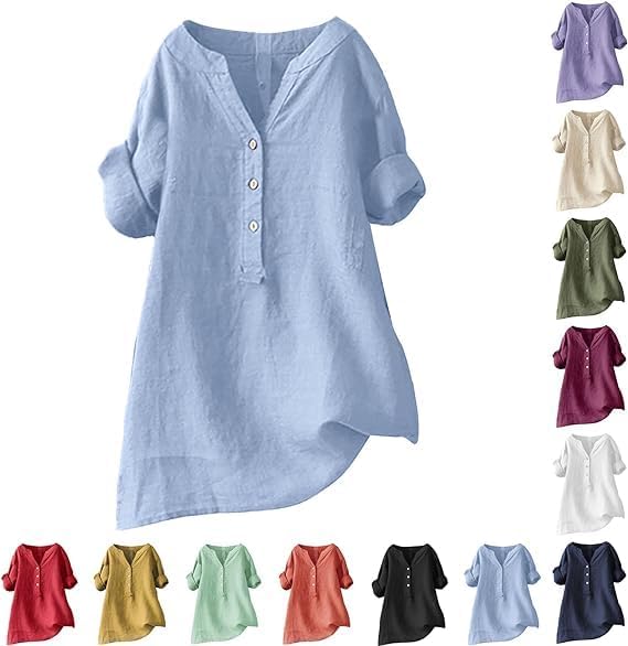 Linen Shirt for Women Breathable Tops Loose Crewneck Tops Womens Daily t Shirts Summer Shirts for Women 2024 Linen Shirt for Women Breathable Tops Loose Crewneck Tops Womens Daily t Shirts Summer Shirts for Women 2024