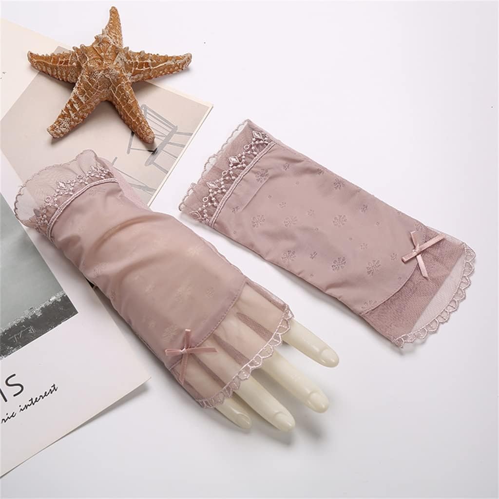 Half-Finger Bare Fingers Autumn and Thin Women's Driving and Cycling Ice Silk Lace Gloves