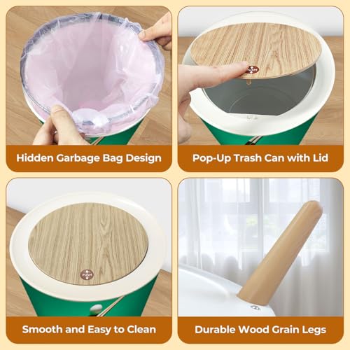 Basurero con tapa y patas plástico para hogar miniatura 4