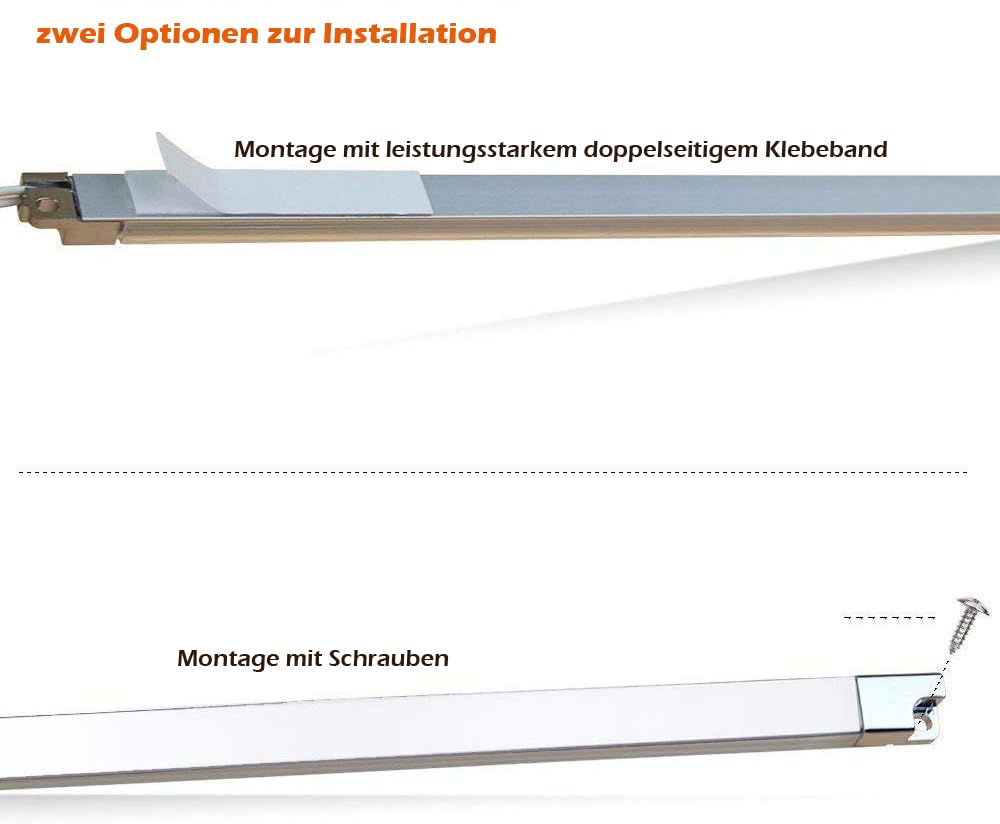 Cefrank Vitrinenbeleuchtung, 6x erweiterbare LED Lichtleisten 30cm - Küchen Unterbauleuchten Set - EU-Stecker - Weiß