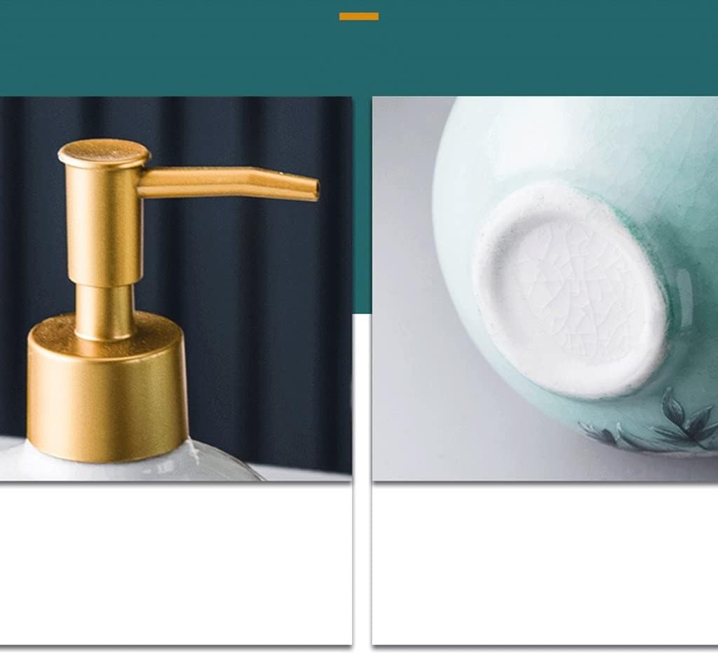 Dispenser Pump Ceramic Soap & Lotion Dispenser for Kitchen Or Bathroom Hand-Painted Shower Dispenser Countertops Pump Dispenser,High Capacity Lotion Dispenser