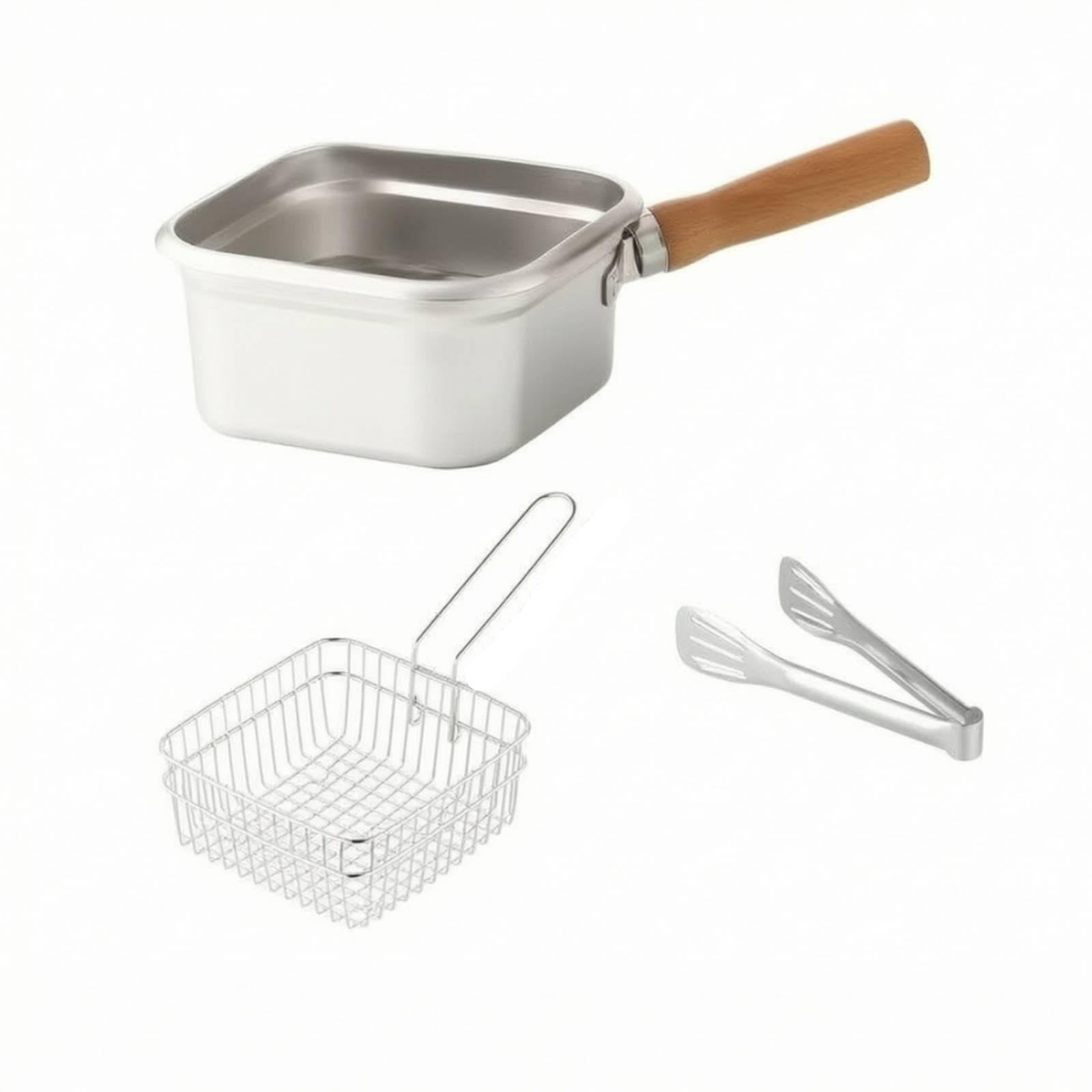 Frying Pot with Basket Stainless Steel Fry Pot with Bas | Frying Pot with Basket Stainless Steel Fry Detachable Handle Cookware for Rv Owners Campers Small Kitchens Camping-image-43