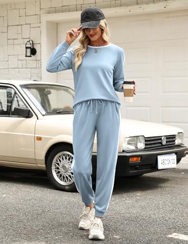 Image of Marvmys Women Long Sleeve Tracksuits Fashion 2 Piece Lounge Set Travel Outfits Jogger Set