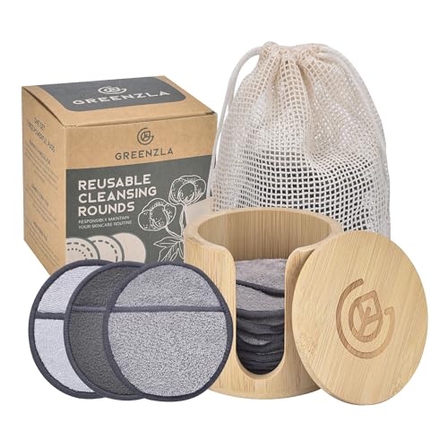 Greenzla Reusable Makeup Remover Pads Premium Set, 12 Pack Microf...