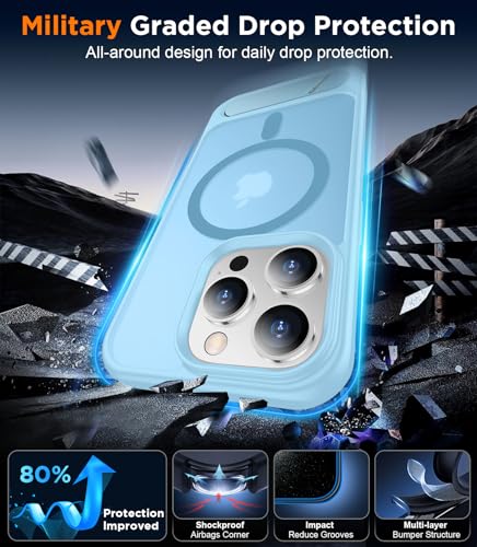 Image of Magnetic Compatible with iPhone 13 Pro Max Case, [Built-in Invisible Kickstand][Compatible with MagSafe] [Military Grade Shockproof] Slim Translucent Matte Phone Case for iPhone 13 Pro Max 6.7 inch