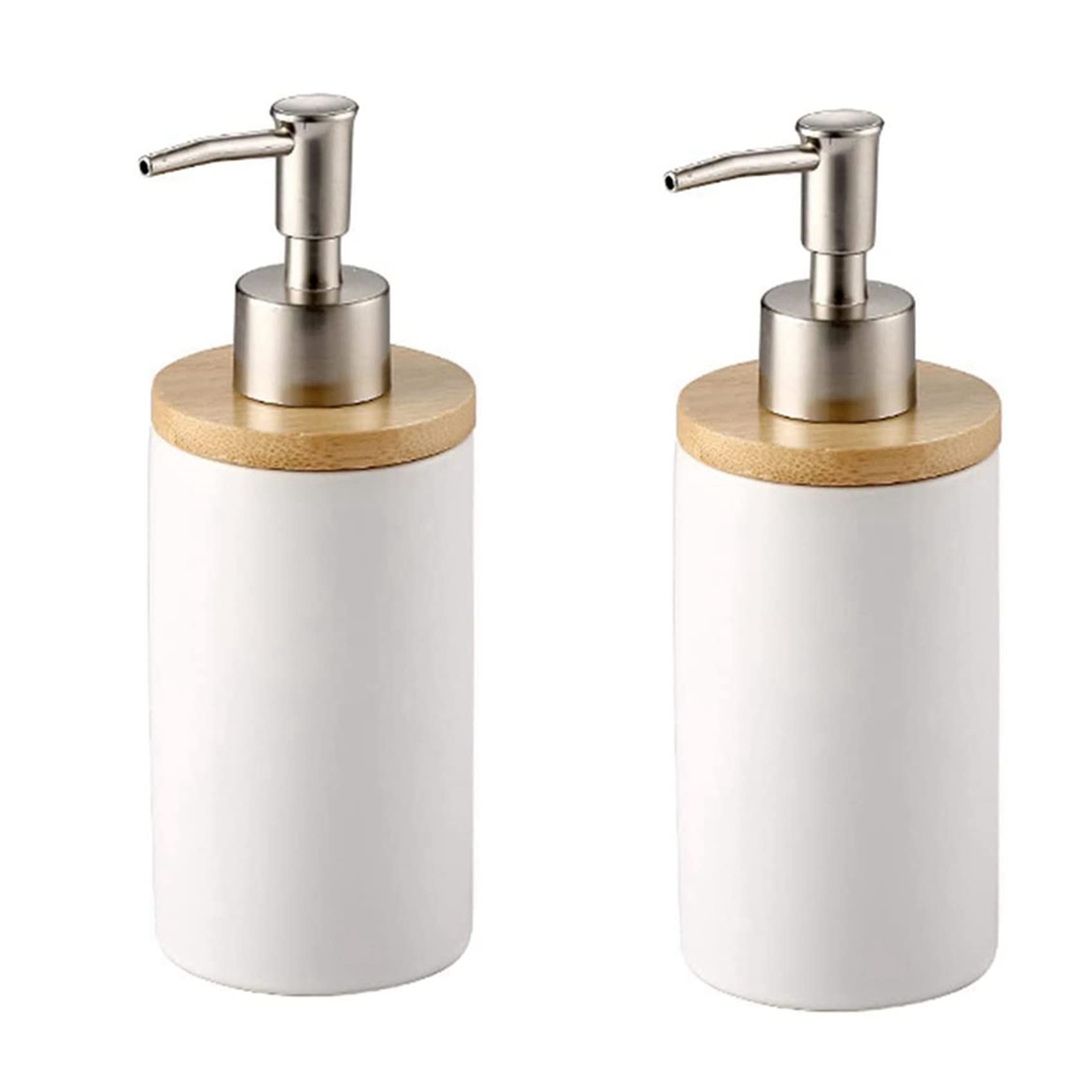 Hndhbfgrt 2X 400Ml Ceramic Soap Dispenser, Nordic Style, Lotion Dispenser Soap Dispenser for Kitchen and Bathroom -White