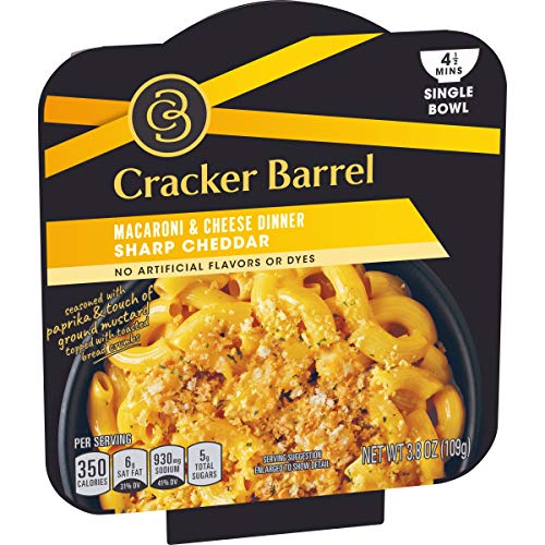 Cracker Barrel Sharp Cheddar Macaroni & Cheese Single Bowl Dinner (6 ct Pack, 3.8 oz Trays)