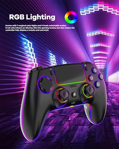 Image of GlowPlayX Wireless Gaming Controller Compatible with PS5 /PC /Mac /iOS /Android /Steam Deck, Gamepad with 7 RGB Lighting /Hall Effect Joystick&Trigger /6-Axis Motion Control /Dual Vibration /Turbo /1500 mAh Battery
