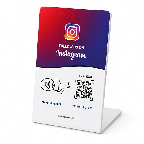 NFC Tap on Instagram Stand, Compact 4.1"x2.7" | Follow Us