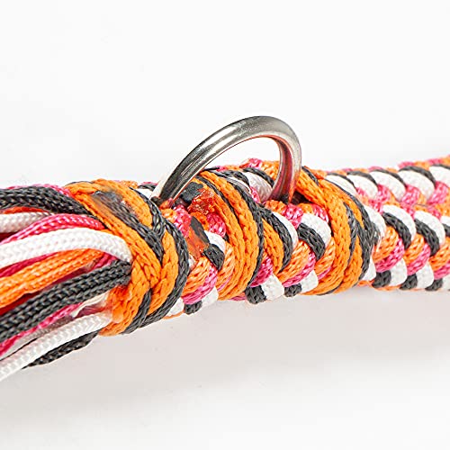 Pfiff 102932 Halsring für Pferde, Rund geflochten, Einstellbar, Länge 170cm Orange-Weiß