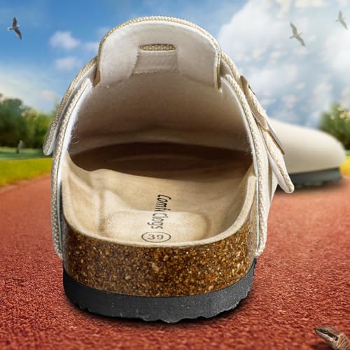 Image of BULLIANT Women Clogs-Fleece-Lined Suede Mules Slippers Nurse Shoes Unisex-Memory Foam Arch Support Cork-Footbed