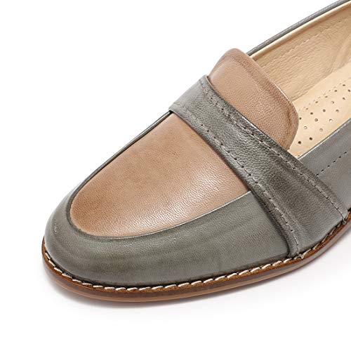 Image of Mona flying Women's Leather Dress Penny Loafers Slip On Flats Office Shoes