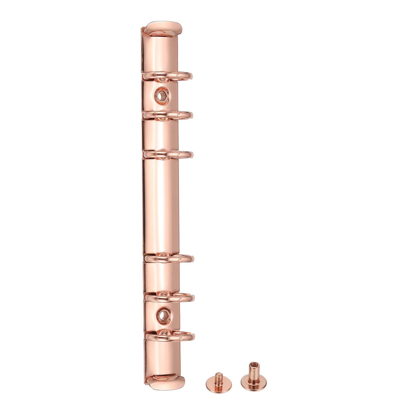 PATIKIL 6 Holes Ring Binder, A6 Notebook 20mm Book Binding Kits Planner Maker Binder Ring Clip Mechanisms with Screw for Journal Bill Paper, Rose Gold, 1 Set
