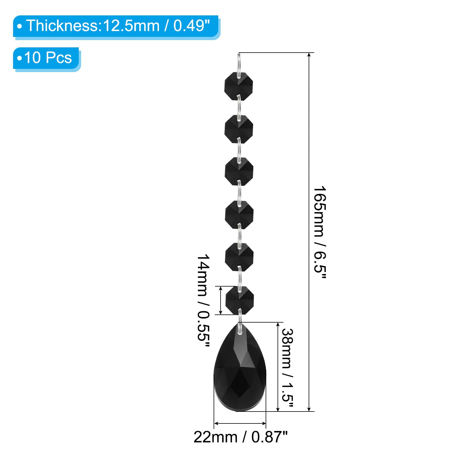 PATIKIL Teardrop Crystal Chandelier Pendants Beads - Image 2