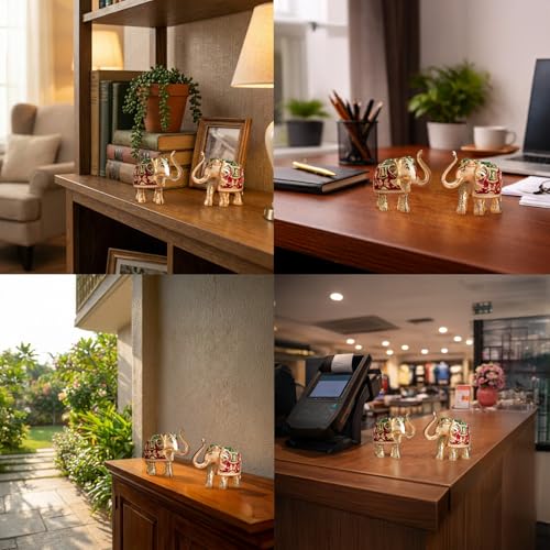 Image of Astrotalk Airavat Dhan-Vridhi Elephant Combo | Gold-Plated Elephant Statue for Good Luck, Wealth & Growth | Elegant Home Decor for Living Room & Office | Vastu Items for Housewarming Gift
