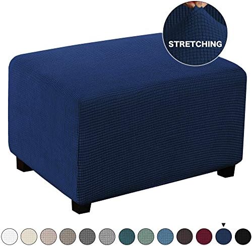 Ottoman Slipcover Stretch Fabric Oversize Rectangle Folding Storage Stool Ottoman Cover Jacquard Stretch Rectangle…