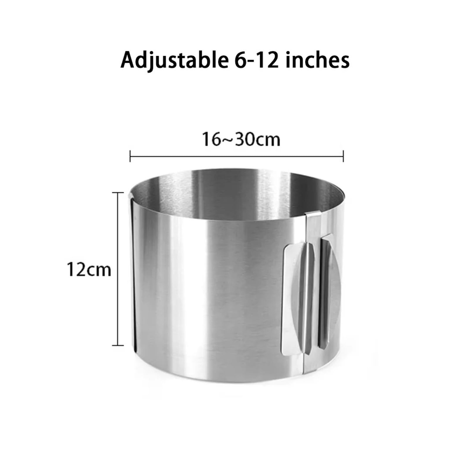 Stampo for torta rotondo in acciaio inossidabile regolabile da 6 a 12 pollici di altezza 6-15 cm con anello di cottura for stampo in scala precisa for cottura di mousse(12cm)