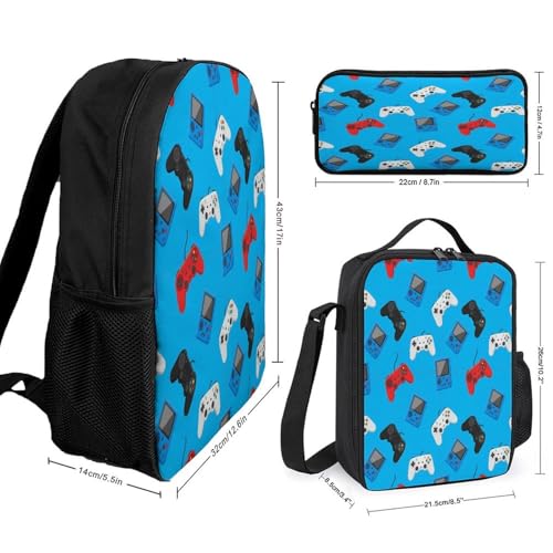 Adult Pencil Pouch for College Accessories, Portable Video Game Blue Lunch Bag, Backpack with Adjustable Strap2