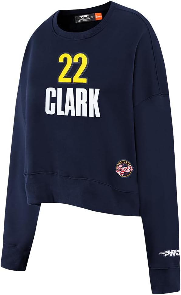 Pro Standard Womens WNBA Indiana Fever Classic Player Name And Number Brushed Back French Terry Crewneck Sweatshirt
