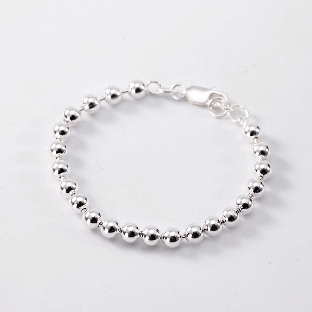 Girls Accessories Bracciale in Argento Sterling 925 Vintage per Donna Perline Rotonde Lucide semplici Fascino Classico per Gioielli Spiaggia Estiva Birthday Gift