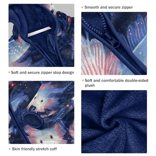 Axolotl in Darkness Toddler Fleece Jacket Girl Boys Hooded Fleece Jacket Coat Warm Outwear Zip-up 3-10T3