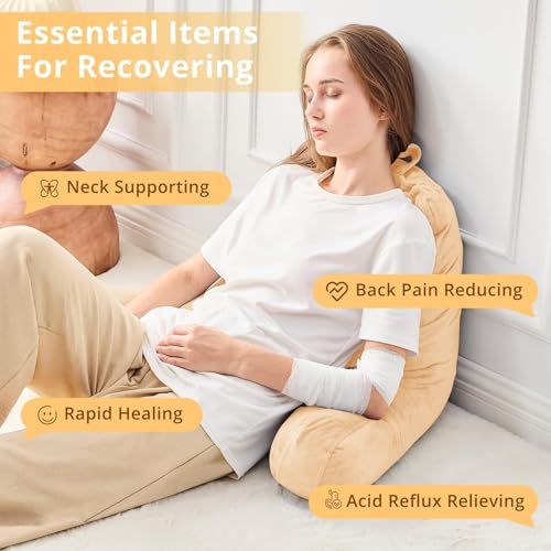 Image of Sasttie Reading Pillow for Bed, Back Pillow for Sitting Up, Camel