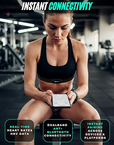 Powr Labs Bluetooth and ANT+ Heart Rate Monitor Chest Strap - All Day Comfort, Easy Connectivity - Compatible with Polar, Garmin, Peloton, Wahoo