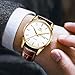 QBAIZI Gold and White Watch for Men Brown Leather Watches Elegant Three Hands Date Day Analog Mens Dress Watch Classic Easy to Read Water Resistant Quartz Men's Wrist Watches Relojes De Hombres