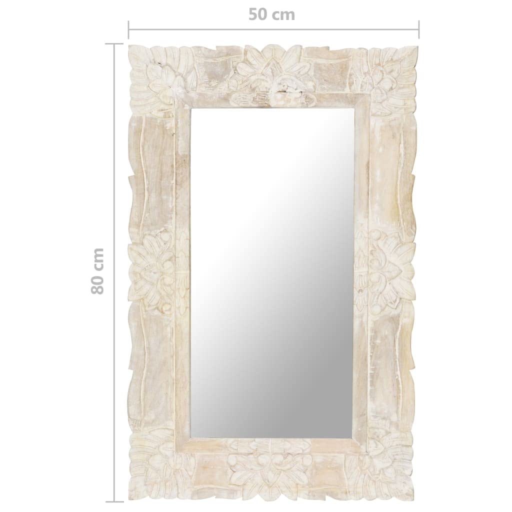 Generic Lustro Białe 50x50 Cm z Litego Drewna Mango, Lustro z drewnianą ramą, Doskonałe Drewno, Doskonałe Wykonanie do Domowej Sypialni, łazienki, Toaletki (80 x 50 cm)