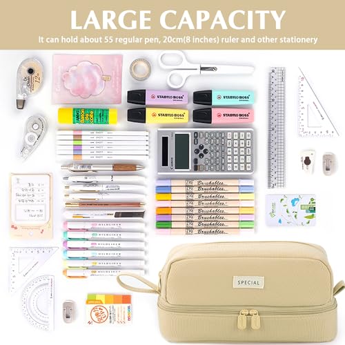 Image of MAMUNU Pencil Case Large Capacity, Pencil Case Aesthetic, Pencil Case Pen Pouch with Zipper Compartments Portable Handle, Pencil Pouch for School Office College Teen Girls Boys Adults Students
