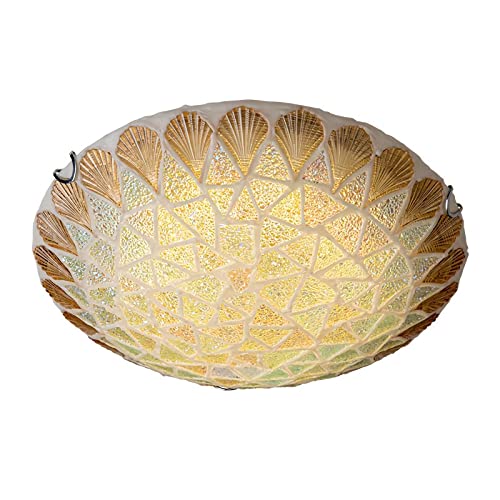 JKJZSALJ Lámpara De Techo Estilo Tiffany Empotrada, Redonda, Hecha A Mano, con Conchas, Estilo Bohemio, E27, para Dormitorio, Baño, Pasillo, Sala De Estar, Cocina, 50 Cm
